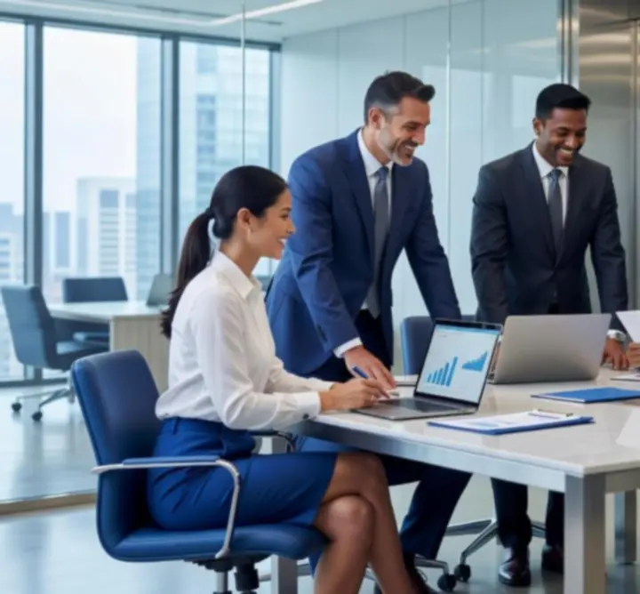 Team of mortgage finance professionals collaborating in a meeting