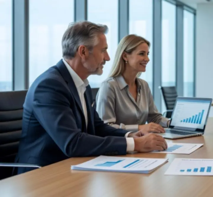 Financial advisor reviewing mortgage options with clients