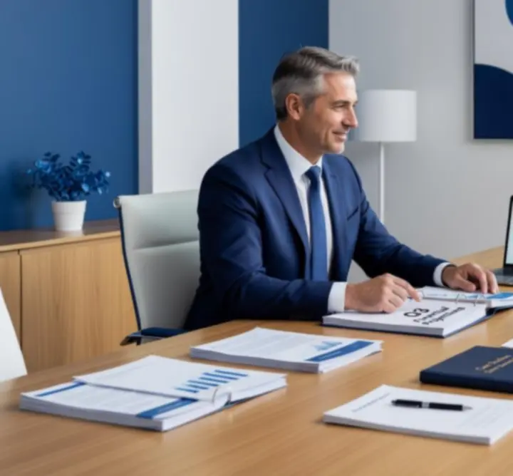 Advisor and client reviewing financial case study documents