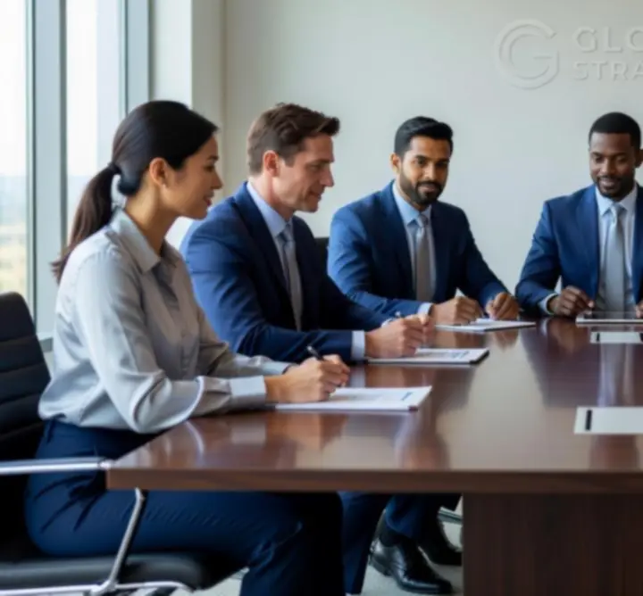 Executive leadership team of CIK FINANCIAL LTD in a strategy meeting